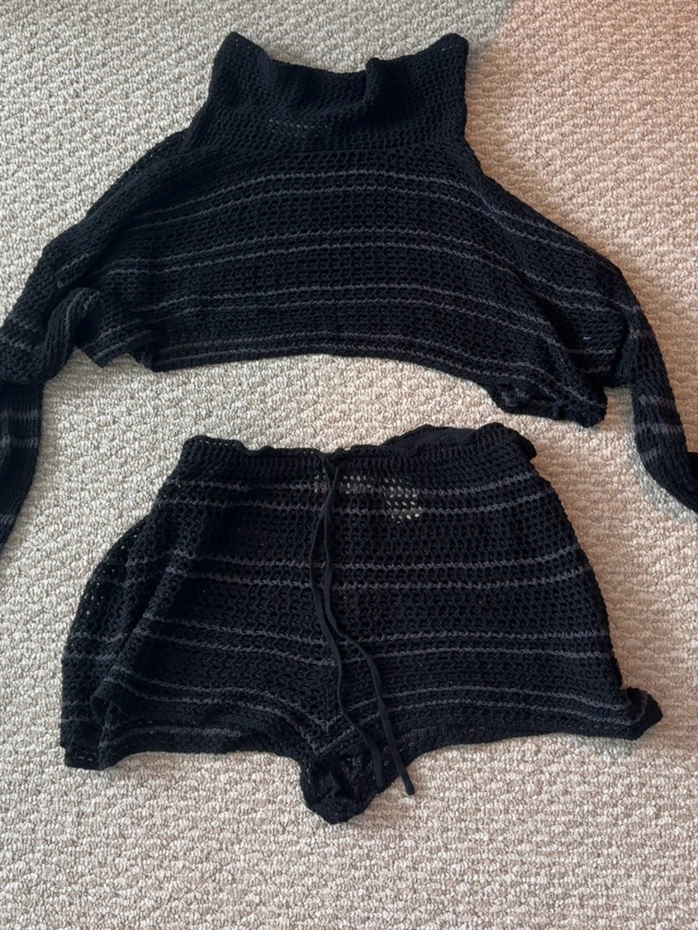 Free People FP Beach Black Crochet Set